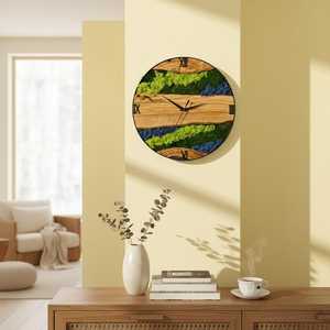 Natural Moss Wooden Wall <b>Clock</b> Handmade 3D Mechanical Rustic Forest Inspired Timepiece Botanical Home Decor Modern Artisan - Product Image 2