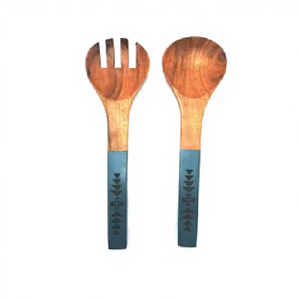 Juego de utensilios de madera de mango premium para servir ensaladas, diseño único de esmalte, cubiertos de madera natural al por mayor - Product Image 4