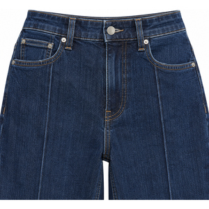 Jean en denim évasé taille haute pour femme, brodé, coupe droite, indigo, tailles XS-6XL - Product Image 4