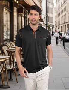 Polo informal para hombre, camisa de golf ligera de manga corta, camisa con cuello y botones con bolsillo - Product Image 1