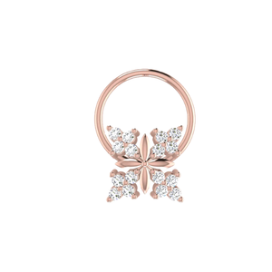 Piercing de nez ethnique en or 14K avec diamant taille brillant éblouissant de 0,08 carat, clarté VS-SI, bijou fin pour le piercing - Product Image 2