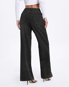 High <b>Waist</b> Wide Leg Cotton Pants Women Full Length Loose Fit Casual Style <b>With</b> Pockets Button Fly Solid Color Summer Wear - Product Image 3
