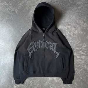 SADICAL Unisex Oversized Hooded <b>Zip</b>-<b>Up</b> Heavyweight 300gsm Fleece Sweatshirt for Logo Streetwear Hip Hop Brown Cotton - Product Image 6