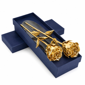 Rose éternelle de luxe en or 24 carats, fleur naturelle préservée, avec élégante boîte cadeau pour la Saint-Valentin et la Fête des Mères - Product Image 1