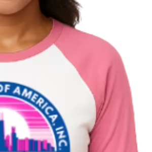 Women's White and Pink Baseball Shirt Casual Three Quarter Sleeve <b>Raglan</b> Tee Everyday Comfortable Lifestyle Clothing <b>Top</b> - Product Image 4