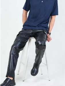 Pantalon de travail décontracté pour homme, imperméable, enduit PU, plusieurs poches, taille élastique, coupe droite, poids lourd, noir - Product Image 3