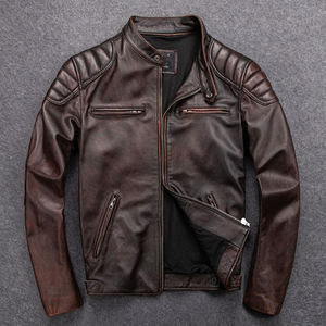 Chaqueta de Invierno de Cuero Genuino de Oveja/Vaca de Primera Calidad para Hombre, Chaqueta de Cuero con Cuello Clásico para Hombre - Product Image 2