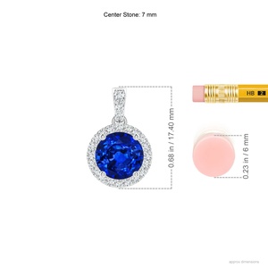 จี้เพชรพลอยไพลินสีน้ำเงินทรงกลมคุณภาพสูง ทอง 14K ประดับเพชรธรรมชาติทรงรัศมี พร้อมใบรับรอง IGI สร้อยคอเครื่องประดับชั้นดี - Product Image 3