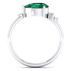 REYES New Arrival 14K White Gold 1.5CT Emerald Gemstone Solitaire Ring Classic Design Moissanite Birthstone Jewelry For Women - Product Image 4