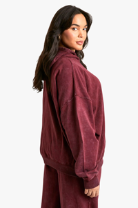 Hoodie Oversize Premium Personnalisé Grande Taille Bordeaux Effet Teinture Vintage en Polaire pour Femme et Homme, Vente en Gros, Fabricant, Vierge en Gros - Product Image 3