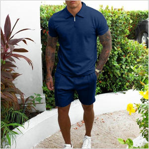 Conjunto Deportivo Personalizado con Logotipo, Camiseta Polo y Pantalones Cortos con Cremallera, Trajes de Color Sólido de Secado Rápido para Hombre - Product Image 6