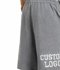 Shorts de survêtement amples et surdimensionnés pour hommes |   Bords bruts déchirés |   Façade |   100% coton |   Streetwear en gros OEM |   Respirant et écologique - Product Image 3