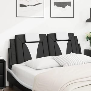 Cabecera de Cama de 54 Pulgadas, Doble, en Cuero Sintético Negro y Blanco, con Cojín para Lectura y Descanso - Product Image 3
