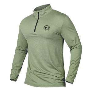 Chemises de compression à manches longues pour hommes, respirantes, avec fermeture éclair 1/4, vêtements de sport, spandex/polyester, ajustées - Product Image 1