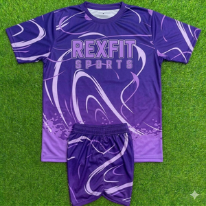 ชุดเสื้อยืดและกางเกงขาสั้นกีฬา REXFIT SPORTS พรีเมียม ออกแบบโลโก้ได้ตามต้องการ สำหรับผู้ชาย ชุดออกกำลังกาย ชุดฝึกซ้อม - Product Image 2