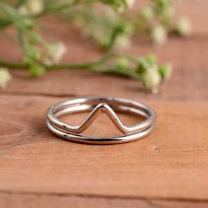 SHYAM JEWELRS Luxury Minimalist 925 Sterling Silver Double Chevron <b>Ring</b> Handmade V-Shaped Wishbone <b>Stacking</b> Band Unisex - Product Image 3