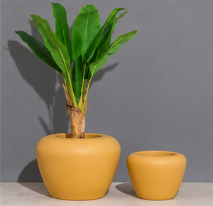 Fiberglass Modern Eco-Friendly Flower <b>Planter</b> Drainage Hole Durable Lightweight Powder Coated Indoor/<b>Outdoor</b> Vase for Home Hotel - Product Image 2