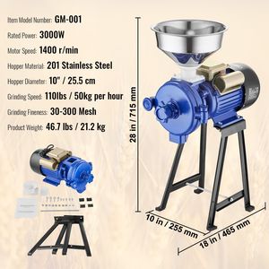 Macinino Elettrico per Spezie da 3000W, Mulino Commerciale per Mais con Imbuto Regolabile e Macchina Professionale per Macinare Polveri - Product Image 2
