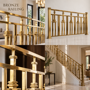 Barandilla Arquitectónica Lineal en Bronce Cepillado para Hoteles de Lujo, Villas, Escaleras e Interiores - Product Image 5