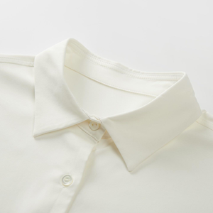 Womens White <b>Long</b> Sleeve Shirt 100% Cotton Simple Casual <b>Top</b> Loose Fit Button-Front for Summer Autumn Everyday Wear - Product Image 5