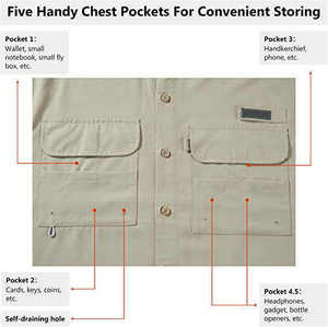 Camisa de Pesca Transpirable para Hombre, Talla Grande, con Mangas Convertibles, Protección UPF 50+, Malla de Poliéster con Ventilación Trasera, Botones, para Senderismo al Aire Libre - Product Image 3