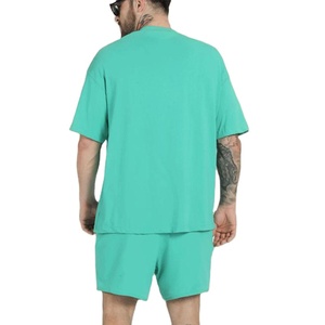 Ensemble de survêtement décontracté pour hommes en coton tricoté 100 % écologique, t-shirt à manches courtes de couleur unie, idéal pour l'été – Vente en gros - Product Image 6