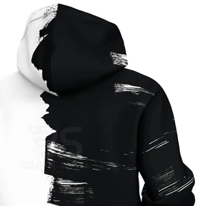 เสื้อฮู้ดดี้พิมพ์ลายขาวดำสำหรับผู้ชาย ทรงปกติ สวมใส่สบาย ผลิตจากผ้าถัก พิมพ์ลายแบบซับลิเมชั่น เหมาะสำหรับใส่ในฤดูใบไม้ร่วง - Product Image 3