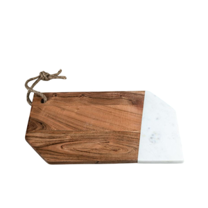 Tabla de Cortar de Madera de Acacia Premium y Mármol Blanco, Resistente, de Dos Tonos, con Asa, Tabla Decorativa para Servir Charcutería - Product Image 2