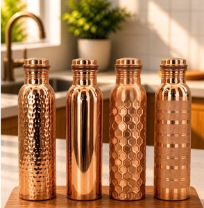 Gourde d'hydratation authentique en cuivre au design artisanal élégant pour la consommation quotidienne à la maison, au travail, en voyage et pendant l'exercice physique - Product Image 6
