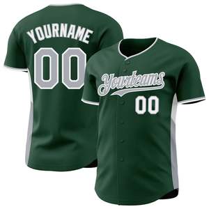 Wholesale Green <b>White</b> Baseball Jersey 160 GSM Polyester <b>Button</b> Up Team Uniform Custom Colors Sizes Sublimation Print Shirt - Product Image 1