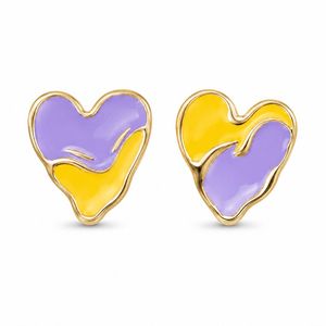 Pendientes Esmaltados Estilo Y2K con Corazones Coloridos Pintados a Mano, Pendientes de Corazón de Lujo en Color Contrastante para la Moda de Verano - Product Image 4