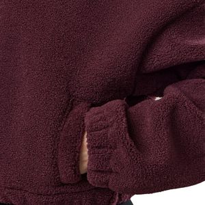 Burgundy Cropped Sherpa Full Zip Up <b>Women</b> Soft <b>Teddy</b> Fleece <b>Jacket</b> Warm Casual Outerwear Stylish Comfort Layer Wear - Product Image 6