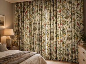 Elegant Audubon Songbirds Velvet Blackout Curtain Each Panel Art Nouveau Inspired <b>Window</b> Treatment Soft Thermal Insulated - Product Image 1