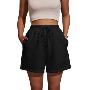 Shorts Deportivos Casuales de Poliéster para Mujer, Cintura Alta, Transpirables, con Cordón Ajustable, Cintura Elástica y Bolsillos, para Deportes, Gimnasio y Ropa Urbana - Product Image 5