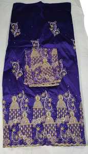 Tissu George nigérian exclusif de qualité supérieure, dernière tendance, avec broderie sur motif floral et feuillage, en soie - Product Image 5