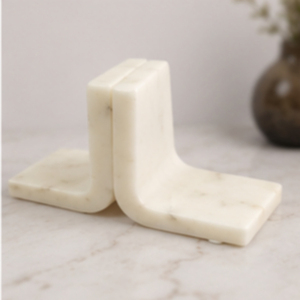 Ensemble de serre-livres modernes en marbre poli, forme rectangulaire, décoration d'intérieur, sculpture en pierre - Product Image 1