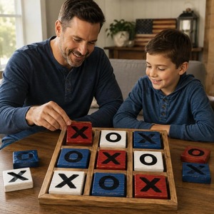 Proveedor de juegos de madera clásicos, fabricante de Tic Tac Toe de madera hecho a mano, juego familiar clásico de estrategia Cruz y Cero - Product Image 3