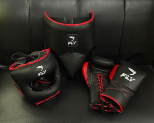 Fly SuperLace Sanda MMA Boxing Set | Genuine Cowhide Leather Customizable Boxing Gear Lace-Up Nose Bar <b>Head</b> Guard Groin Guard - Product Image 6