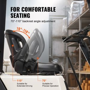 Siège universel réglable en inclinaison pour chariot élévateur et tracteur avec micro-interrupteur de ceinture de sécurité et suspension confortable - Product Image 4