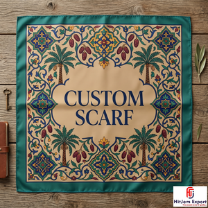 Foulard carré de luxe imprimé sur mesure effet soie, châle, fabricant de tissus textiles OEM ODM, fournisseur exportateur Europe - Product Image 6