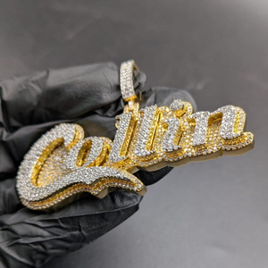 จี้ชื่อสั่งทำแบบ Iced Out เงินแท้ 925 ประดับโมอิสซาไนต์ สไตล์ฮิปฮอป หรูหรา ชุบโรเดียม แฟชั่นทันสมัย ใส่ได้ทั้งชายและหญิง - Product Image 6