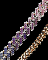 Chaîne cubaine entièrement sertie de moissanite plaquée argent 925 de haute qualité, style hip-hop de luxe unisexe, bijoux de luxe d'Inde