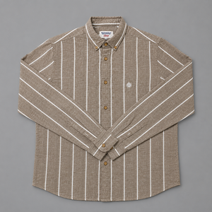 เสื้อเชิ้ตผู้ชายแขนยาวลายทางติดกระดุมลำลองผ้าฝ้ายคุณภาพดีราคาส่ง |   สินค้าพรีเมียมล็อตใหญ่ |   ผู้ผลิตเสื้อผ้า OEM - Product Image 6