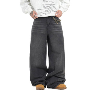 Mens Baggy <b>Jeans</b> Loose Fit Denim Pants Mid <b>Waist</b> Trousers Wide Leg Skater <b>Jeans</b> Casual Streetwear Fashion Denim Pants - Product Image 1
