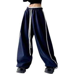 Men's Navy <b>Harem</b> Pants Elastic Waist Drawstring Side Pockets Casual Knitted Midweight Breathable Autumn Style - Product Image 1
