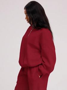 Conjunto Deportivo Personalizado para Mujer, Sudadera Holgada y Pantalones Anchos de Felpa Premium, Ropa Casual para Descansar, OEM, ODM, Marca Privada - Product Image 4