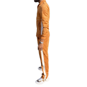 Men's Suede Jacket and Pants Tracksuit 2 Piece Set Full <b>Zip</b> Casual Athletic Outfit Side Stripe Slim Fit Jogging Sportswear - Product Image 2