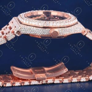Reloj Mecánico de Lujo con Incrustaciones de Diamantes en Oro Rosa, Pantalla Analógica, Cierre Desplegable, Caja Ovalada de 41 mm para Mujer - Product Image 4
