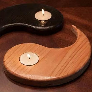 Élégant Porte-Bougie en Bois Fait Main pour Mariages, Fêtes, Décoration Intérieure, Événements Spéciaux - Arrangement de Table Durable - Product Image 1