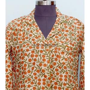 เสื้อเชิ้ตผ้าฝ้ายแท้ 100% พิมพ์ลายดอกไม้สไตล์โบโฮลำลอง ทรงตรง แขน 3/4 ระบายอากาศได้ดี ติดกระดุม สำหรับเด็กผู้หญิงและผู้หญิง - Product Image 3